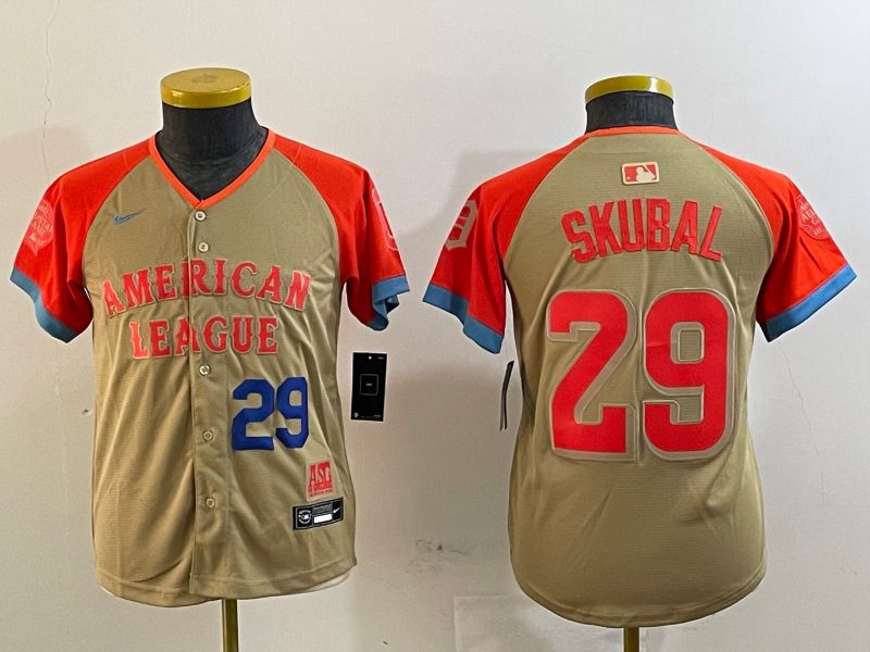 Youth Detroit Tigers #29 Skubal Brown All star 2024 Nike MLB Jersey style 3->youth mlb jersey->Youth Jersey